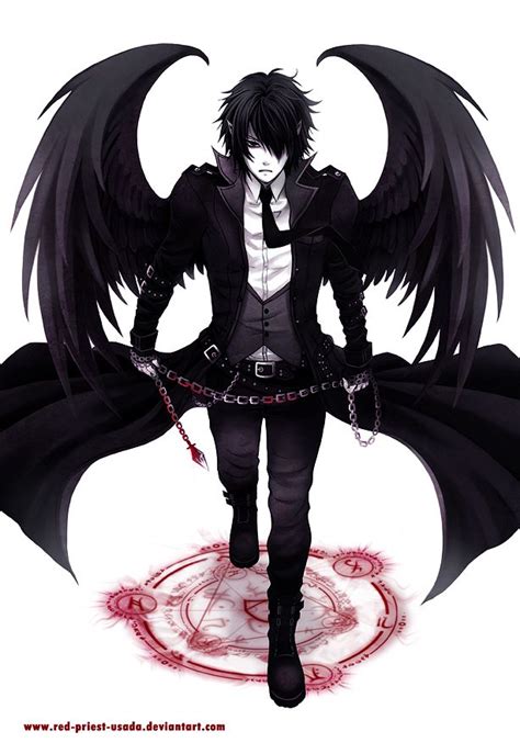 anime angel demon|fallen angel anime boy.